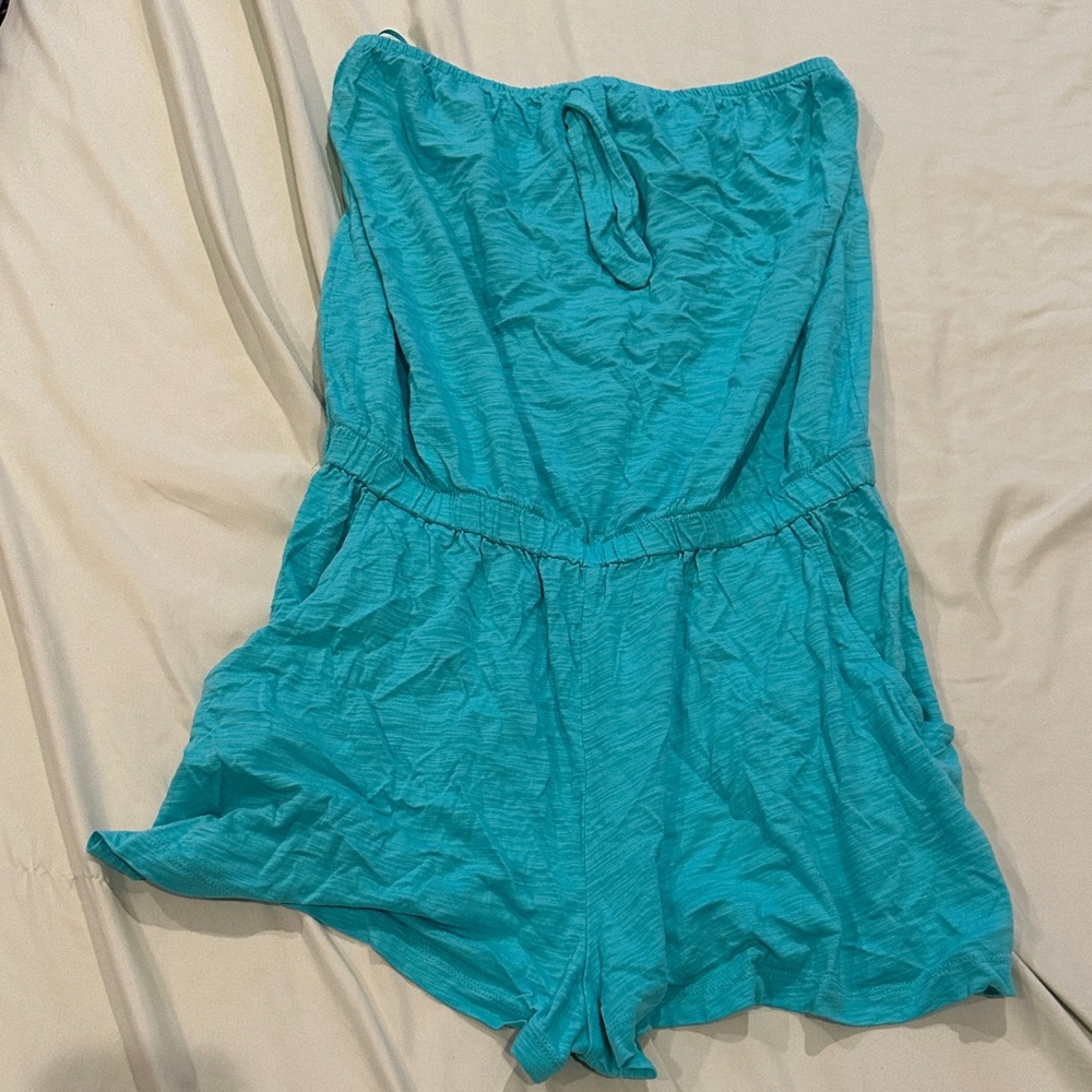 Strapless Turquoise One-Piece Romper
